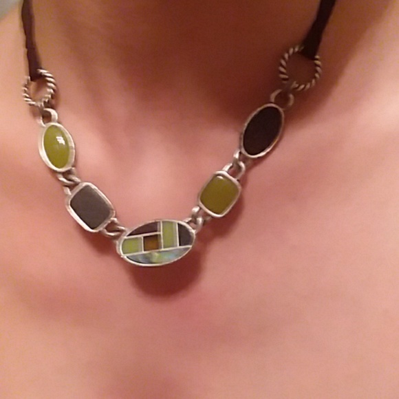 Jewelry - Green and black enamel necklace
